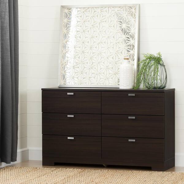 South Shore Reevo 6-Drawer Matte Brown Dresser