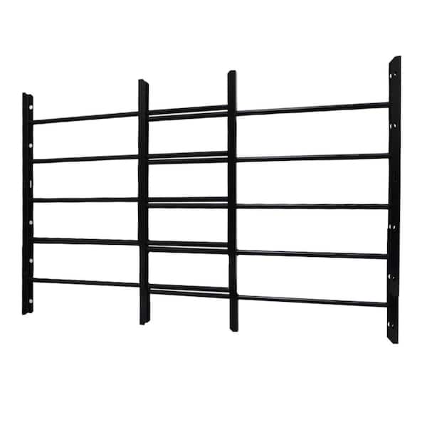 Unique Home Designs 5-Bar Adjustable 22-3/4 in. to 38-1/2 in. Horizontal Fixed Black Window Security Guard