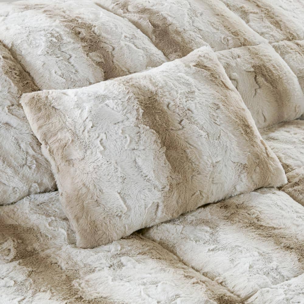 King Sand Faux Fur Down Alternative Comforter Set