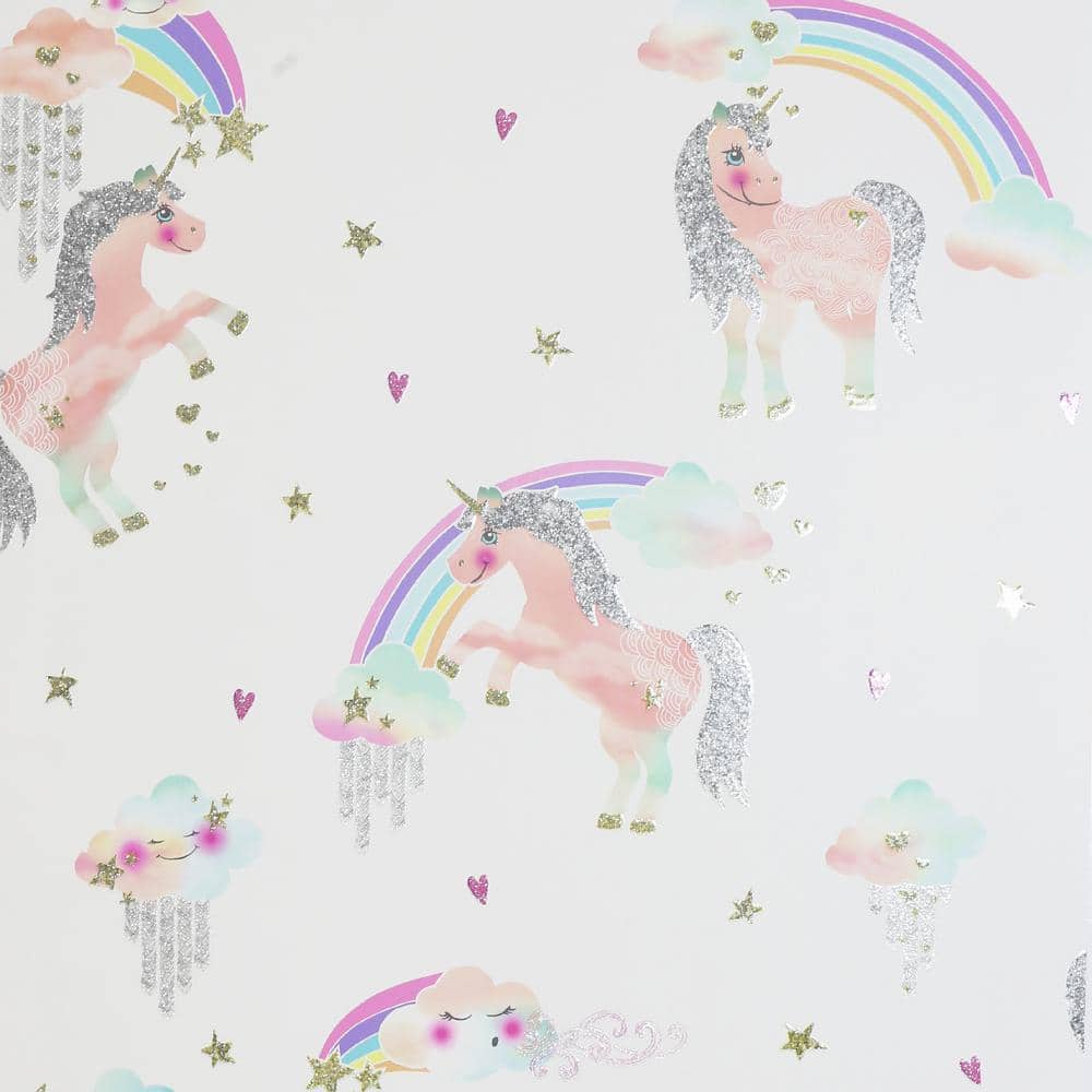 Arthouse Rainbow Unicorn White Paper Strippable Wallpaper (Covers  sq.  ft.) 696109 - The Home Depot