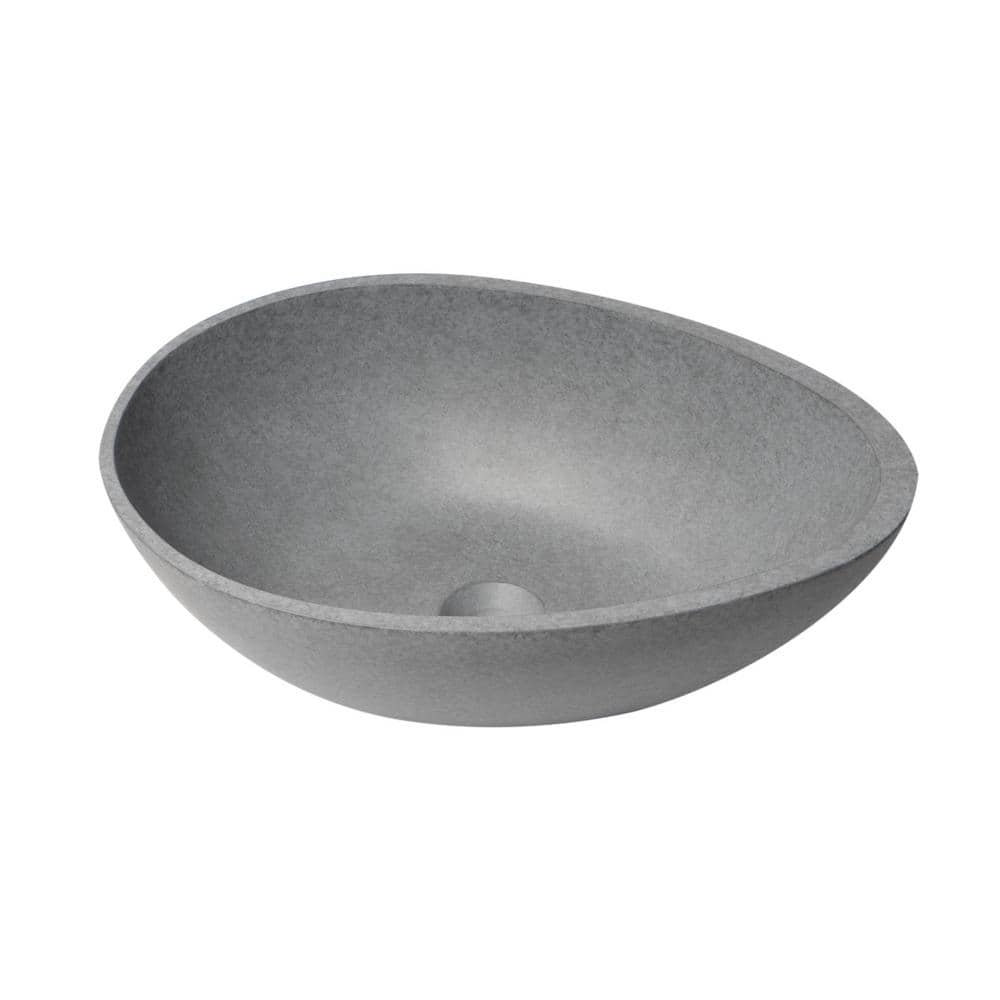 21" Gray Ceramic Oval Vessel Sink