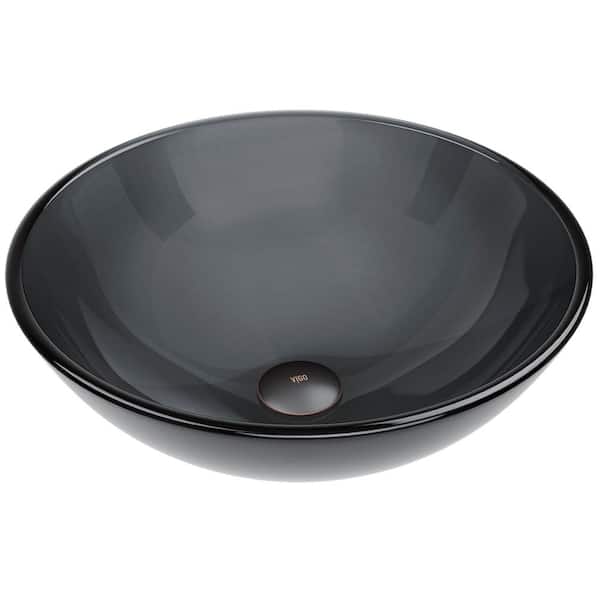 VIGO Giovanni Sheer Black Glass 17 in. L x 17 in. W x 6 in. H