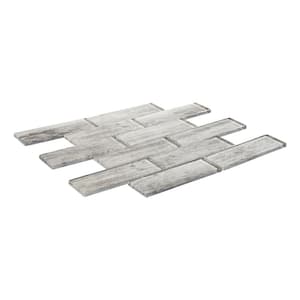Migdal Kaspian Light Gray 11.75 in. x 12 in. Smooth Glass Mosaic Wall Tile (4.9 sq. ft./Case)