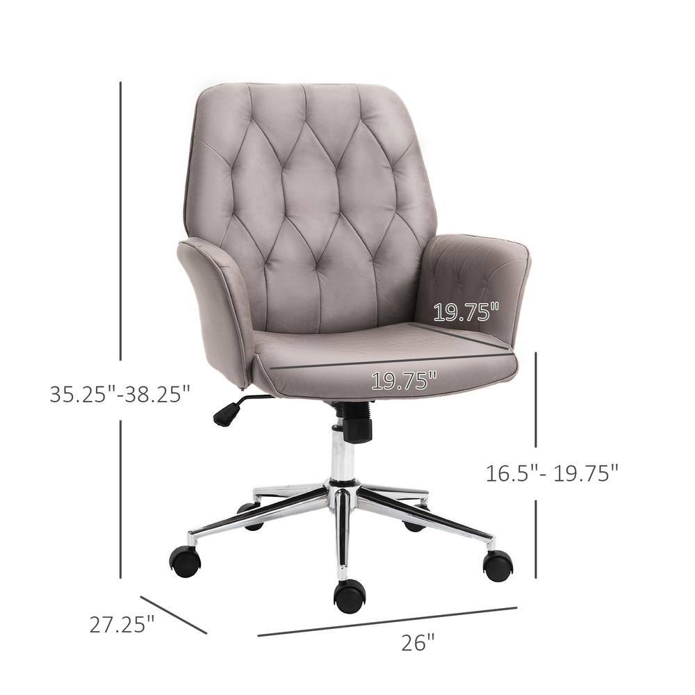 Light Grey Leather Swivel Task Chair with Chrome Base