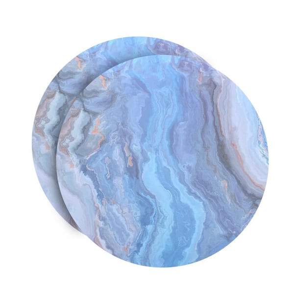 Marble Cork 15 in. x 15 in. Navy Blues Cork Placemat (Set of 2)