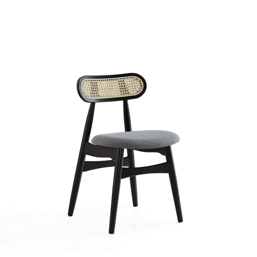 Colbert High-Back Black Wood and Cane Side Chair