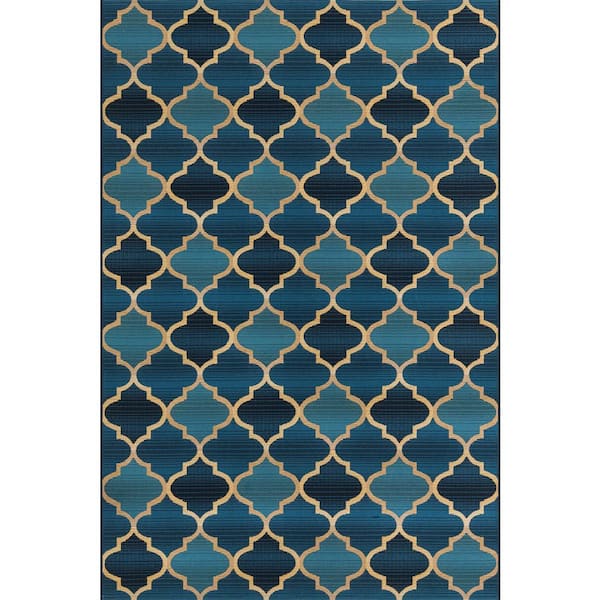 Unique Loom Outdoor Eden Trellis Blue 5' 3 x 8' 0 Area Rug