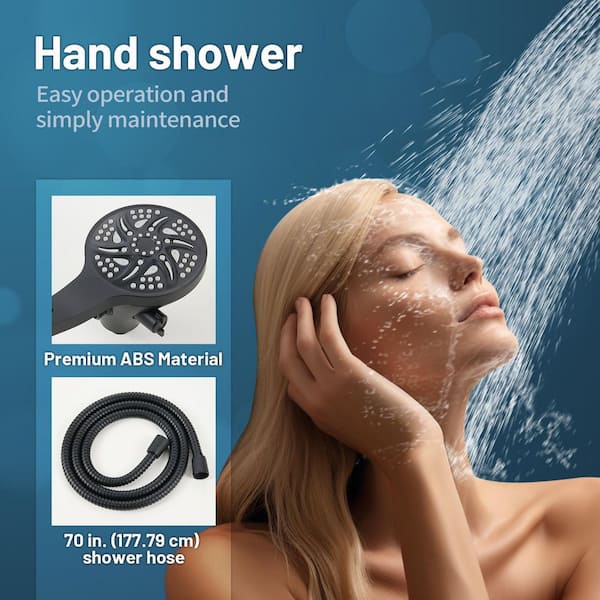 High Pressure 2-in-1 6-Spray Patterns with 2.5 GPM Wall Mount Dual Shower Heads and Handheld Shower Head in Black
