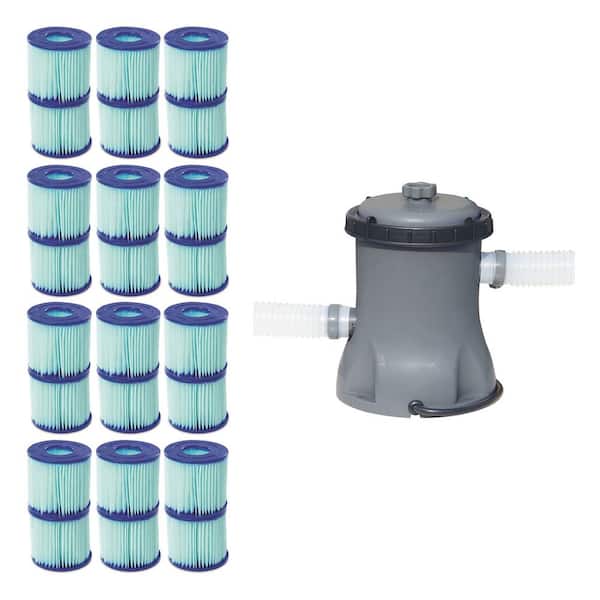 Bestway Pool Filter Pump Cartridge Type VII/D (12-Pack) Plus Pool Filter Pump
