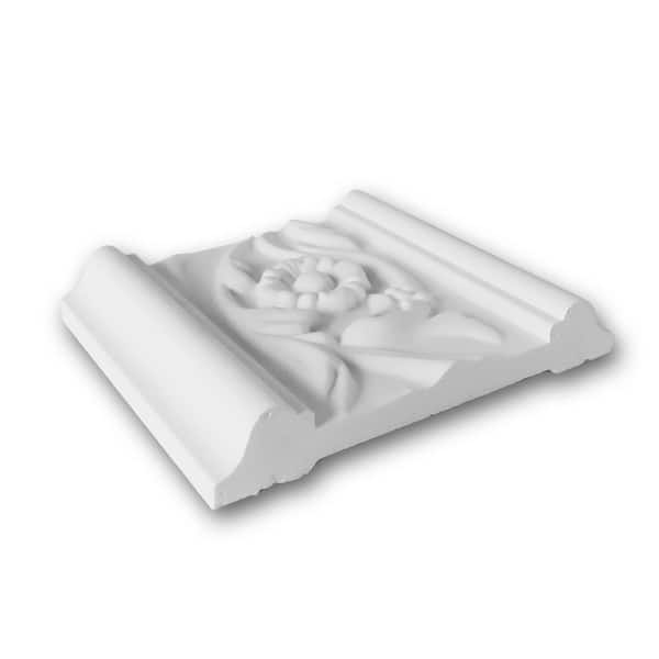 ORAC DECOR 3/4 in. D x 4-3/8 in. W x 4 in. L. Floral Primed White Polyurethane Panel Moulding Sample