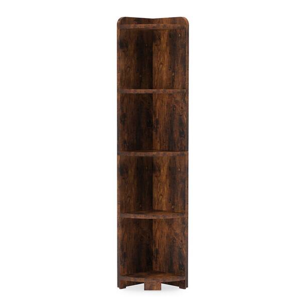 Tribesigns Charles 63 in. Rustic Brown Wood Corner Shelf, 5 Tier Wood