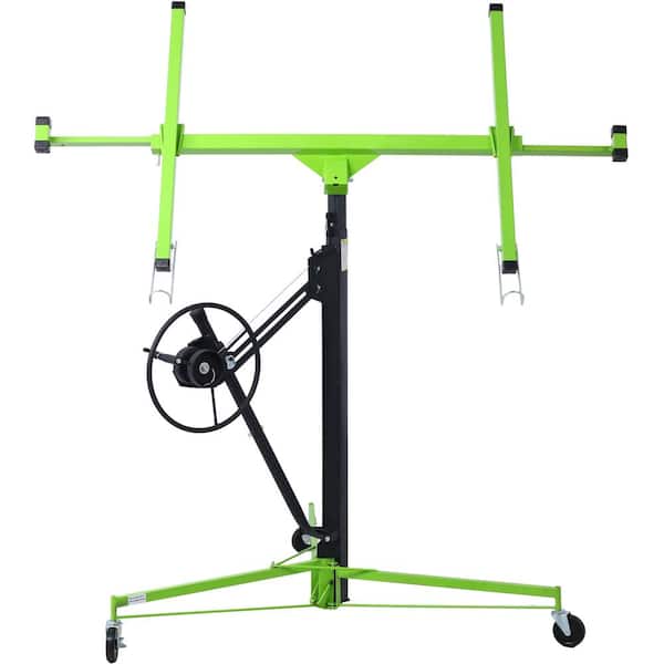 Unbranded Black Green 11 ft. Welded Steel Drywall Lifter Rolling Panel Hoist Jack Lifter, 150 lbs. Load Capacity