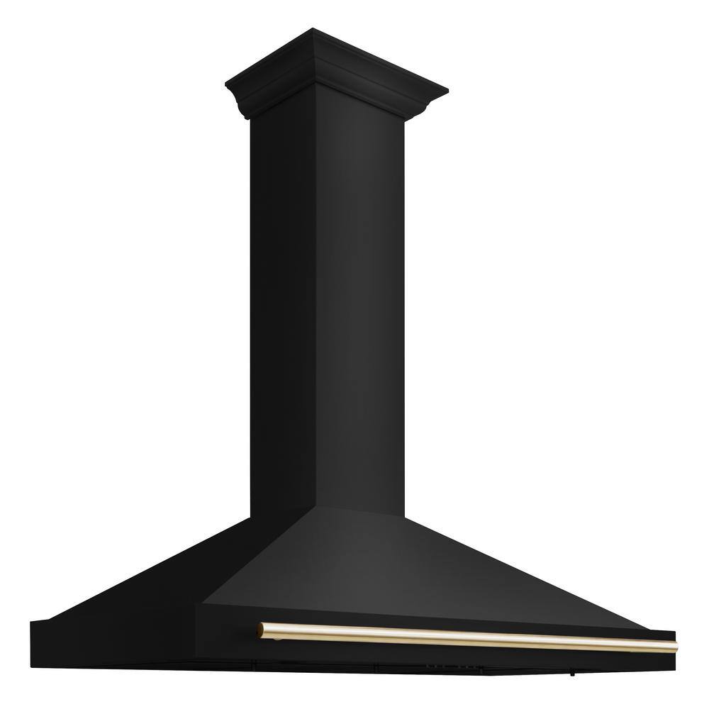 Autograph Edition 48 in. 400 CFM Convertible Wall Mount Range Hood in Black Stainless Steel and Polished Gold