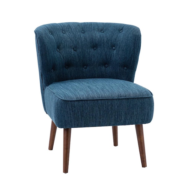 JAYDEN CREATION Storace Traditional Navy Wingback Side Chair with Button Tufted