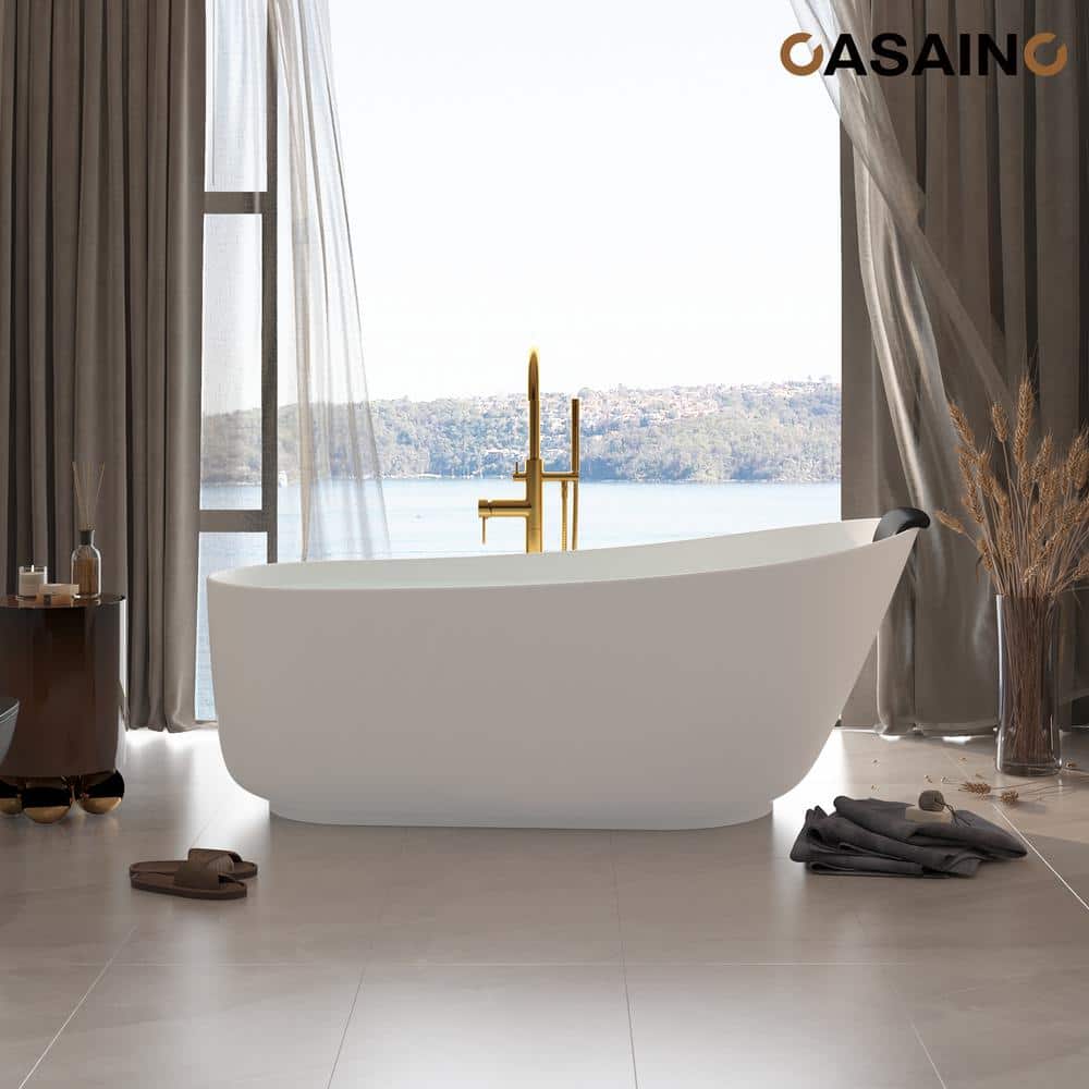 66.9'' Matte White Solid Surface Freestanding Bathtub