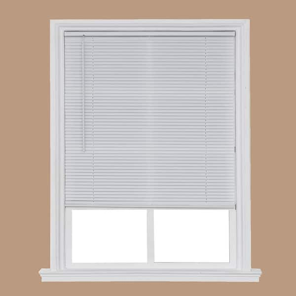 Home Basics White Cordless 1 in. Light Filtering Vinyl Mini Blind 22-1/2 in. W x 64 in. L