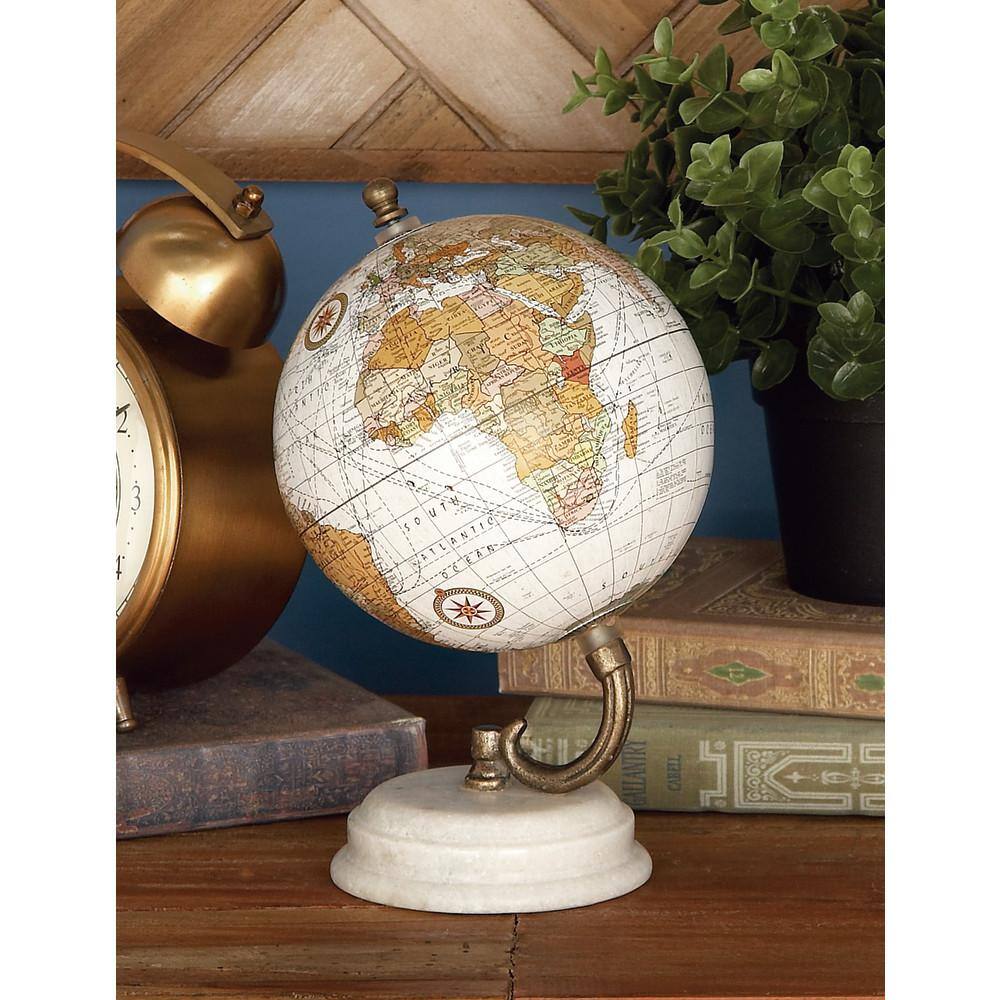 5" White Globe with White Marble Base Tabletop Decor