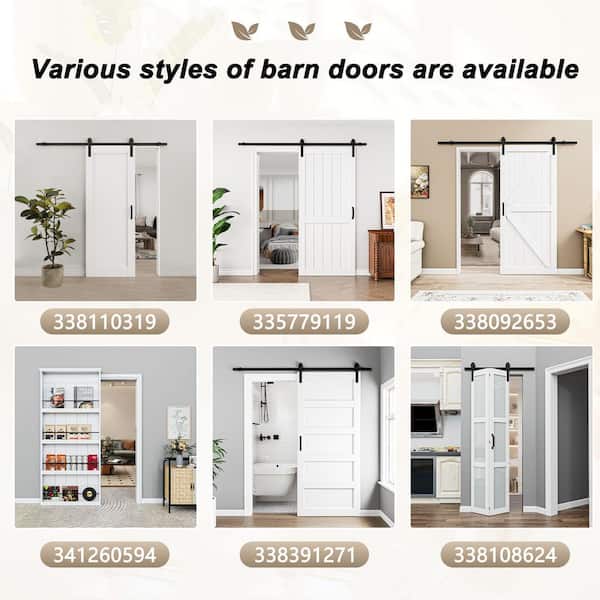 24 in. x 80 in. 5-Lite Tempered Frosted Glass White Primed MDF No Assembly Required Sliding Barn Door with Hardware Kit