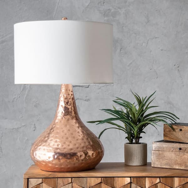 Nuloom Orono 27 In Copper Transitional, Round Copper Table Lamp