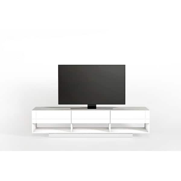 Rustik White TV Stand Fits TVs up to 80 in. with 3-Drawers