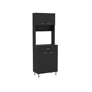 23.6 in. W x 13.9 in. D x 66.5 in. H Ready to Assemble Pantry Double Door Cabinet, 1-Drawer, 4-Legs, 3-Shelves, Black