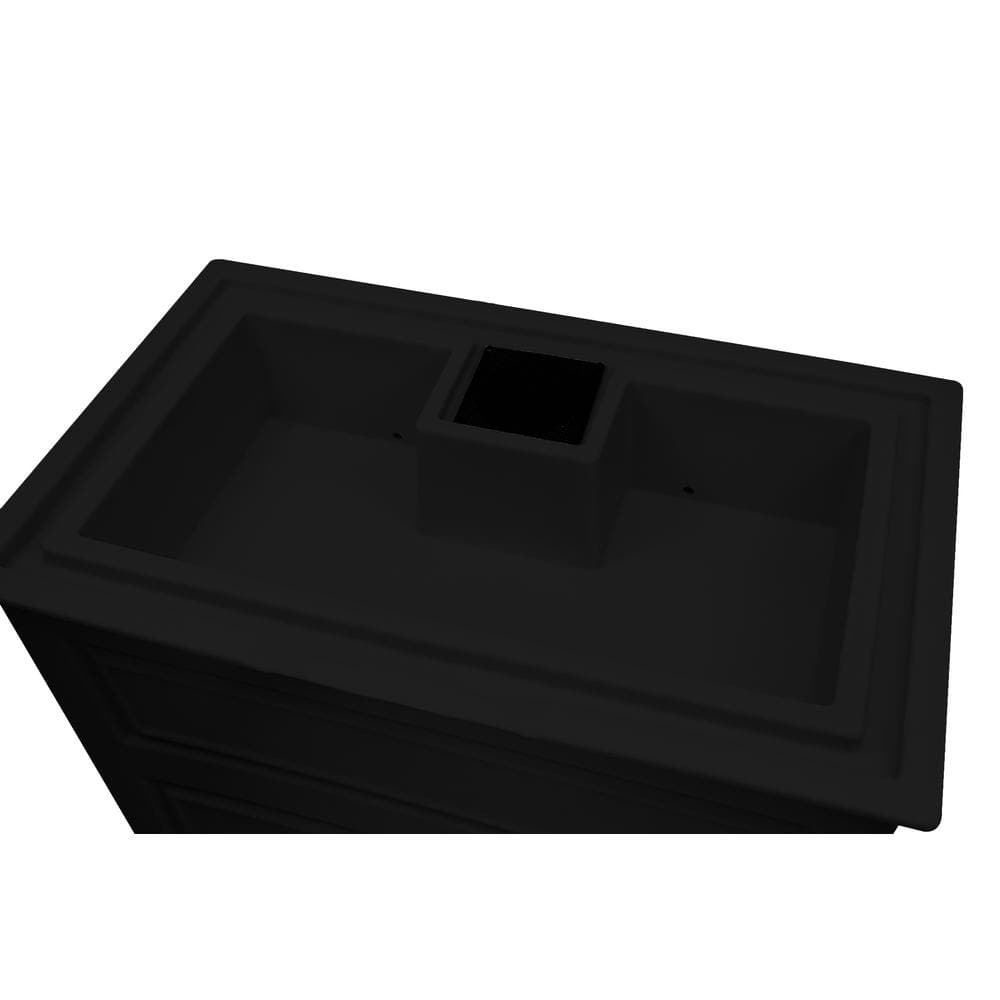 Savannah Black Plastic 50-Gallon Planter Rain Barrel