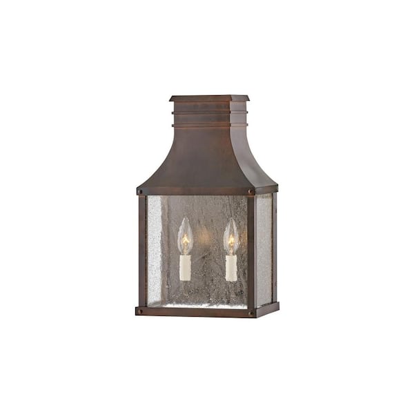 HINKLEY - Beacon Hill 2-Light Blackened Copper Hardwired Outdoor Wall Lantern Sconce