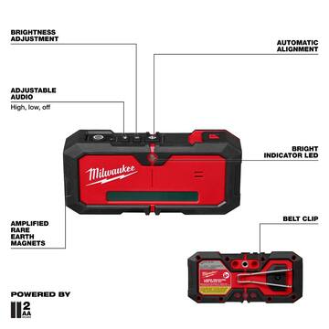 Milwaukee M12 12-Volt Lithium-ion Cordless 125 ft. Green 360° 3-Plane Laser Level with Automatic Alignment & Receiver 3642-21