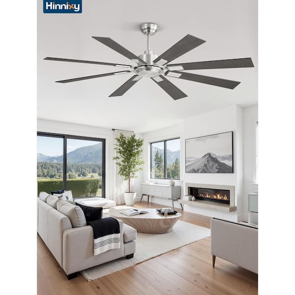 62 in. Modern Indoor/Covered Outdoor Brushed Nickel Industrial 6-Speed Downrod Ceiling Fan No Light with Remote,DC Motor