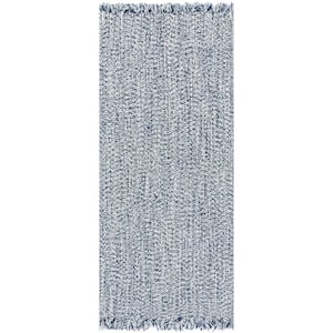 Courtney Braided Blue 3 ft. x 10 ft. Indoor/Outdoor Runner Patio Rug