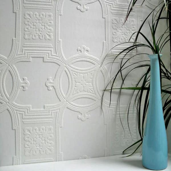Anaglypta Early Victorian Paintable Textured Vinyl White & Off-White  Wallpaper Sample 437-RD01600SAM - The Home Depot
