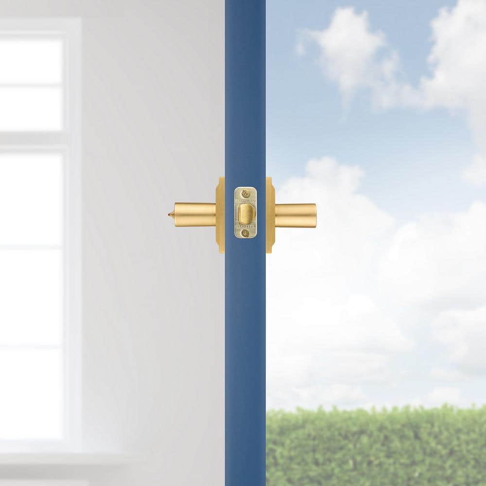 Satin Brass Square Backplate Keyed Entry Door Lever