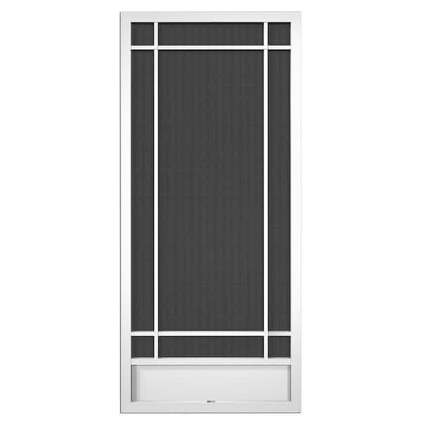 PCA 80 in. x 36 in. Oak Park White Aluminum Hinged Screen Door