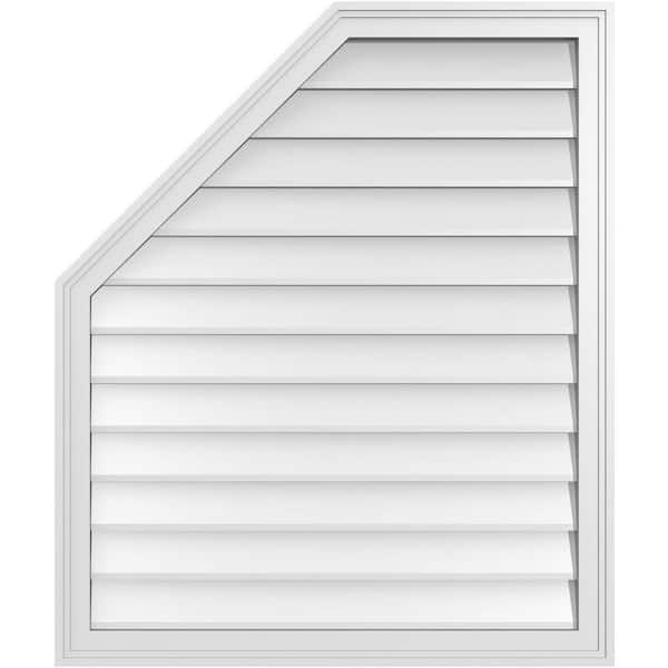 Ekena Millwork 32 in. x 38 in. Octagonal Surface Mount PVC Gable Vent: Decorative with Brickmould Frame