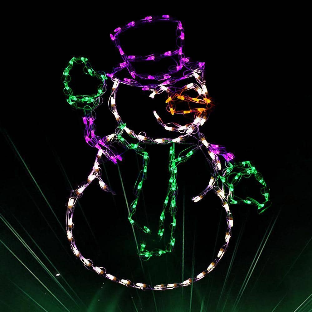 HOLIDYNAMICS HOLIDAY LIGHTING SOLUTIONS 35 in. LED Waving Snowman Metal Framed Holiday Decor