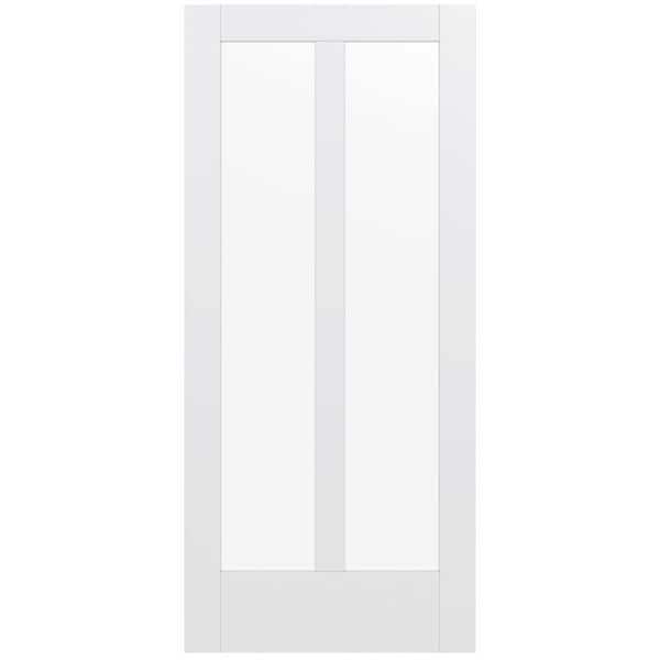JELD-WEN 36 in. x 80 in. MODA Primed PMC1024 Solid Core Wood Interior Door Slab w/Clear Glass