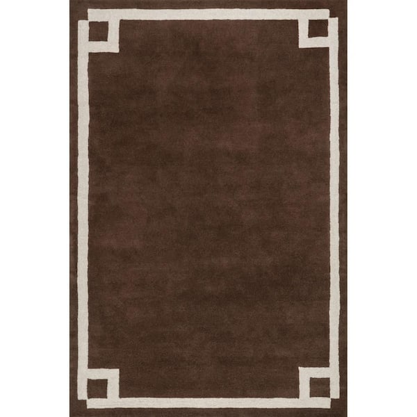 Grace Bordered Wool Brown 9 ft. x 12 ft. Indoor Area Rug