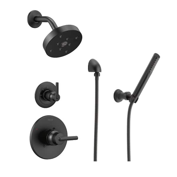 Trinsic 2-Spray Dual Wall Mount Fixed and Handheld Shower Head 1.75 GPM in Matte Black