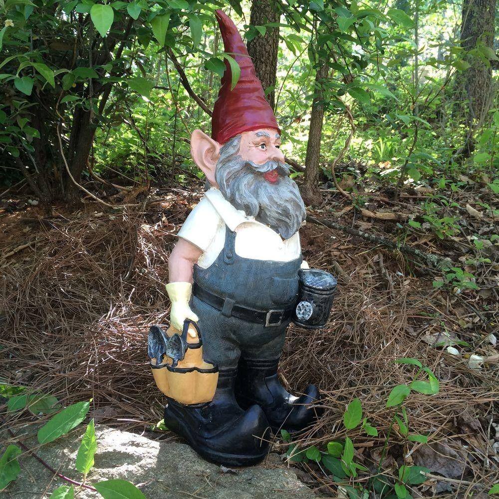 21" Tall Gardener Gnome with Watering Can and Tool Bag