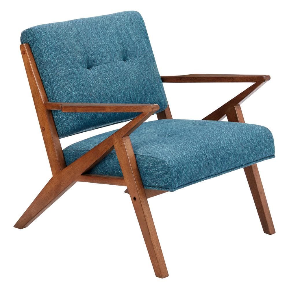 Mid-Century Modern Rocket Lounge Chair in Blue and Pecan