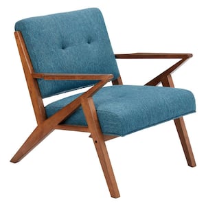 Rocket Blue/Pecan Tufted Lounge Arm Chair