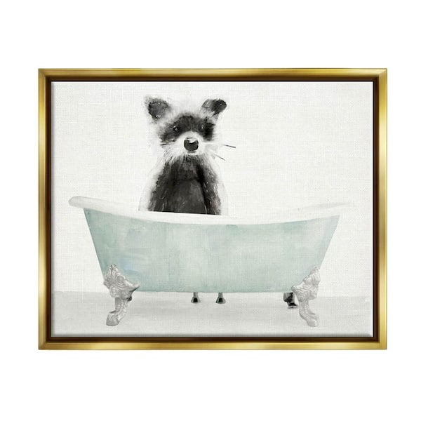 The Stupell Home Decor Collection Raccoon Funny Animal Bathroom Drawing by  Stellar Design Studio Floater Frame Animal Wall Art Print 31 in. x 25 in.  aa-193_ffg_24x30 - The Home Depot