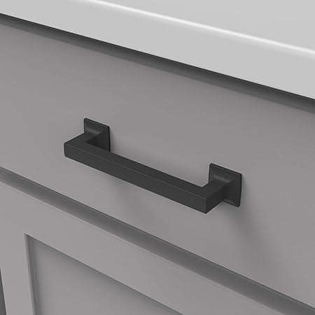 Matte Black Zinc Kitchen Cabinet Handle with Mounting Hardware, 5-1/16"