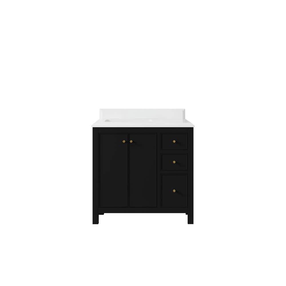 Chicago 36 in. W. x 22 in. D x 36 in. H Left Offset Sink Bath Vanity in Black with 1.5 in. White Qt. Top price history on PriceWatchPro