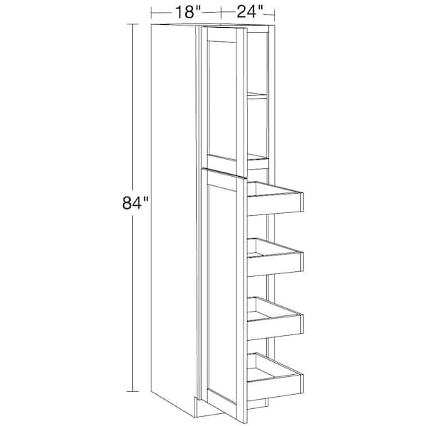 Home Decorators Collection Washington Vesper White Plywood Shaker Assembled Pull Out Pantry Kitchen Cabinet Sft CLS 9.5 in W x 24 in D x 34.5 in H