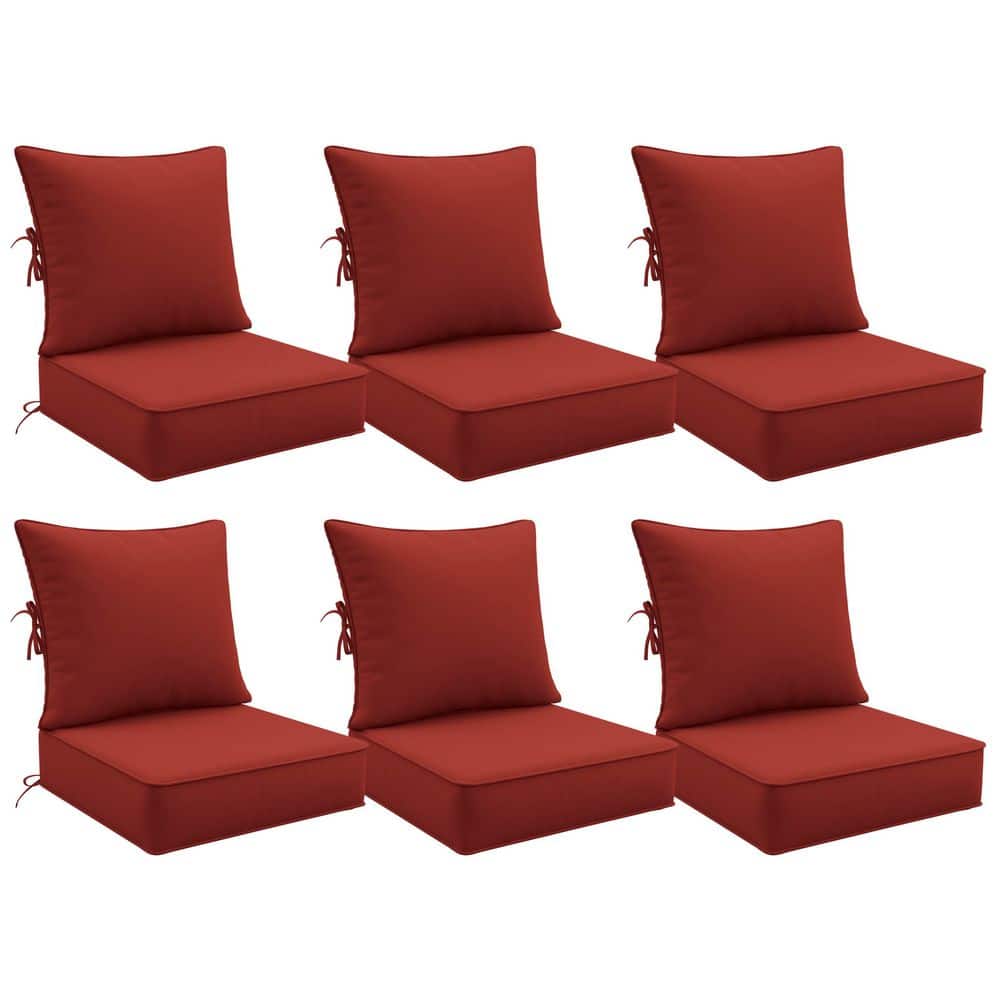 24 in. x 24 in. (Set of 6) Outdoor Chair Cushion Set Premium Waterproof Patio Sofa Seating with Backrest Terra Red price history on PriceWatchPro