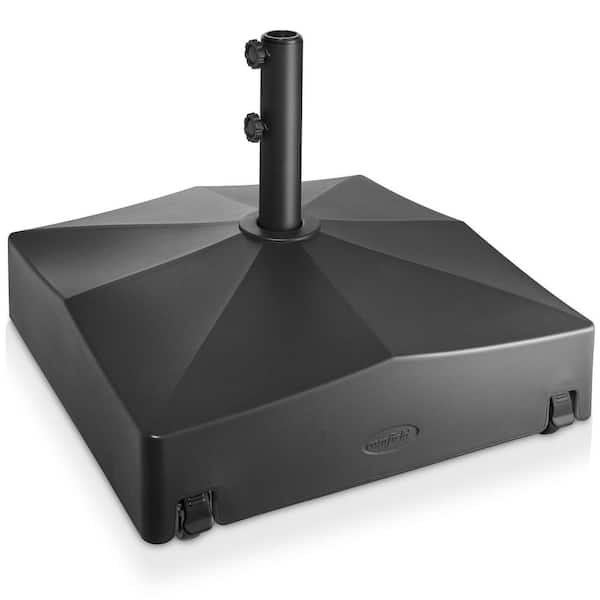 Casafield 131 lb Fillable Capacity HDPE Plastic Mobile Patio Umbrella Base with 4 wheels, 24 in. in Black