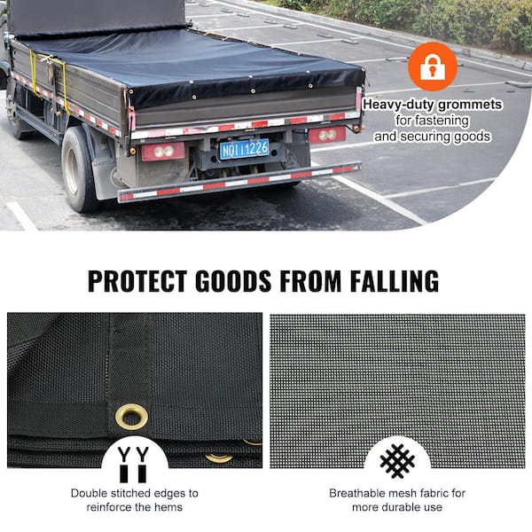 4Pk 7'x13' Black Pre Tarp Blanket w/ Grommets for Tarps Cargo Load