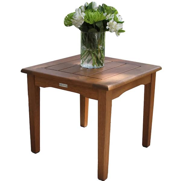 Outdoor Interiors Square Wood Outdoor Side Table with Eucalyptus Top