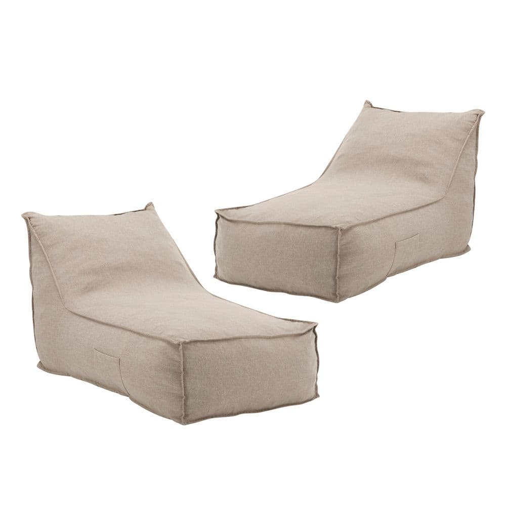 Ariana Beige Fabric Water-Resistant Outdoor Bean Bag Lounge Chair (Set of 2) price history on PriceWatchPro